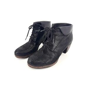 Wolky Jacquerie Bootie Lace Up Stacked Heel Metallic Shimmer Cuffed Size 7